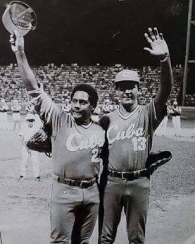 Rogelio García y Juan Castro durante el retiro de ambos en 1989. Foto: ACN