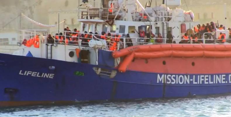 Aid ship docks in Malta.  Photo: AFP