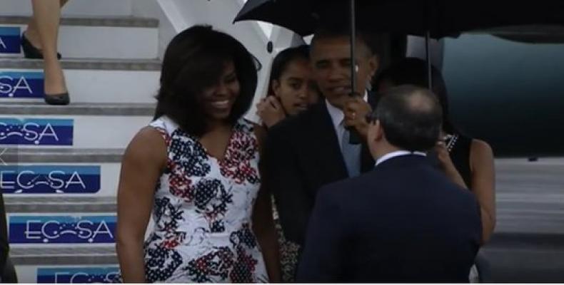 Canciller cubano Bruno Rodríguez recibió a Obama y a su familia (Foto/Telesur)