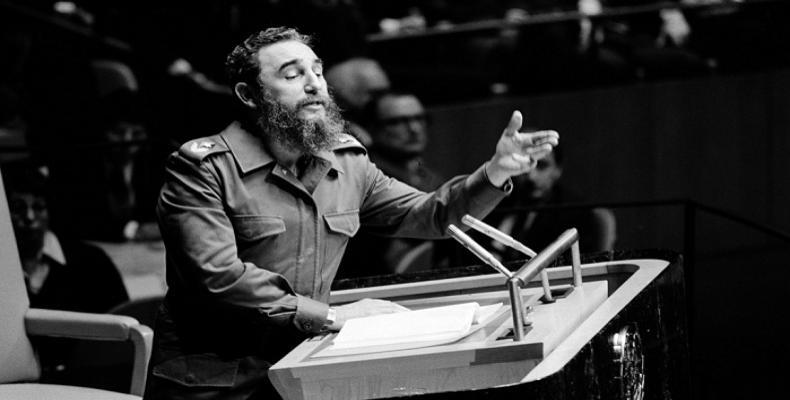 Fidel Castro ofrece un discurso ante la Asamblea General de la ONU. Foto/ Radio Rebelde