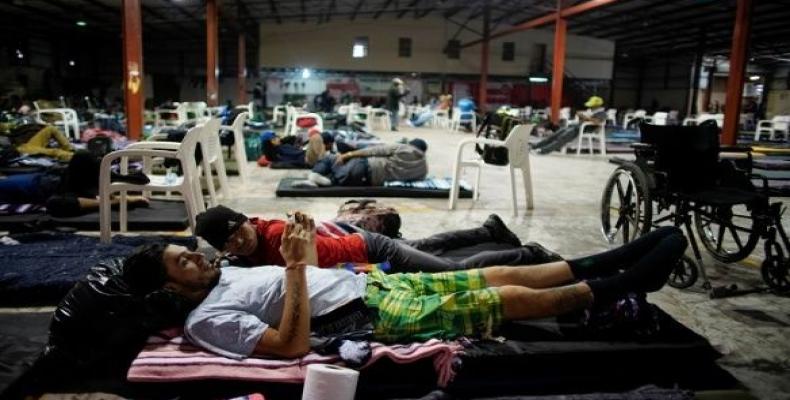 Disabled migrant Jose Serrano, from Honduras, detained at Mexico during his journey towards the United States, in Piedras Negras, Mexico, Feb. 4, 2019.   Phot