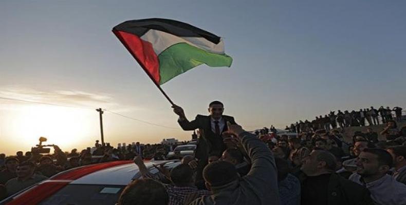 Miles de palestinos comenzaron en la Franja de Gaza una gran marcha en reclamo de su territorio natal, usurpado en 1948. Foto:EFE.