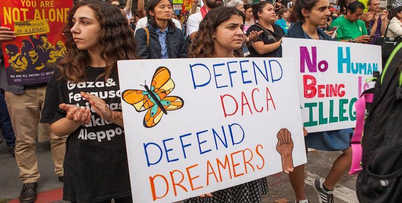 Protesters demand Trump administration maintain DACA program.   Photo: AP