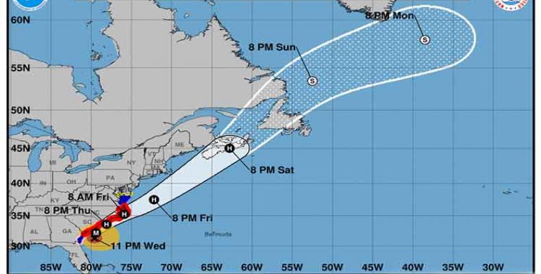 Huracán Dorian gana intensidad en las costas de Estados Unidos. Foto: PL.