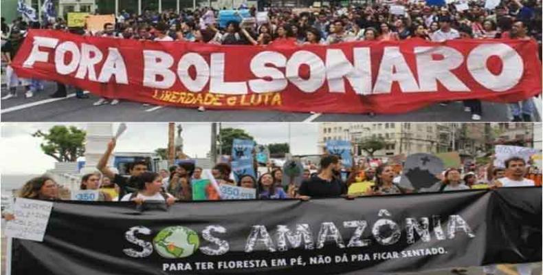 Protestan estudiantes brasileños por la educación y Amazonía. Foto: PL.