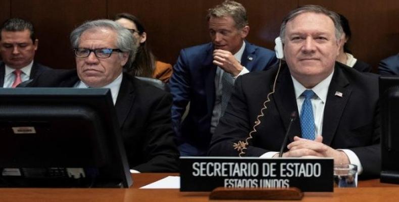 OAS Secretary-General Luis Almagro and the US Secretary of State, Mike Pompeo.  Photo: EFE