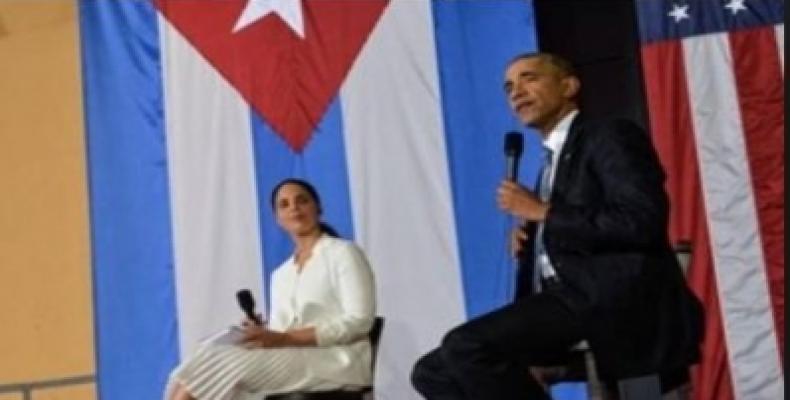 Encuentro del presidente Obama con los cuentapropistas durante su visita a Cuba.