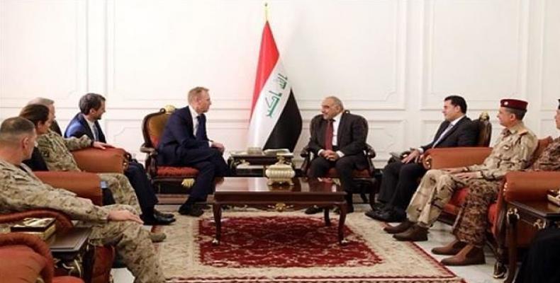 Iraqi Prime Minister Adil Abdul-Mahdi holds talks with acting U.S. Defense Secretary Patrick Shanahan in Baghdad.  Photo: Press TV
