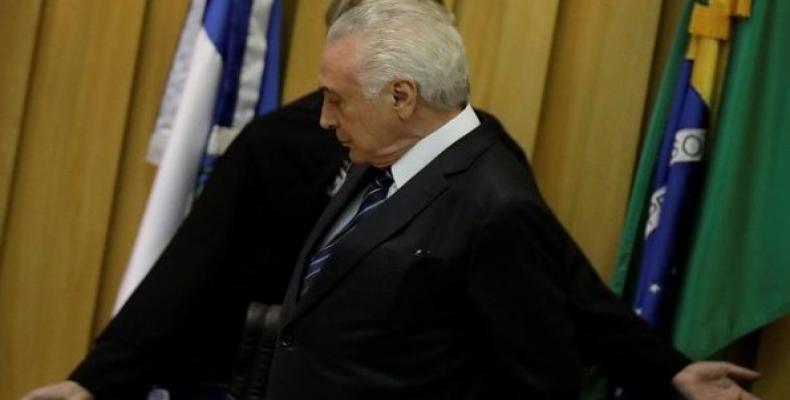 Brazil's President Michel Temer looks on during the inauguration ceremony of the new president of the Superior Labor Court, Joao Batista Brito, in Brasilia, Bra