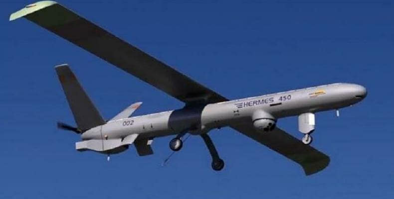 File photo shows an Israeli Elbit Hermes 450 medium-size drone in flight.  (Photo: AP)