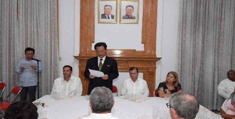 Ma Chol Su intervino en una ceremonia por el aniversario 59 del establecimiento de relaciones diplomáticas entre Pyongyang y La Habana. Fotos: Embajada de RPDC