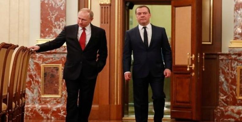 President Vladimir Putin and Prime Minister Dmitry Medvedev in Moscow.  Jaunary 15.  (Photo: Reuters)