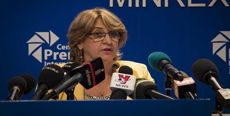 The President of the National Electoral Commission, Alina Balseiro,  speaks to the press this March 12, 2018 (Cubadebate Photo)