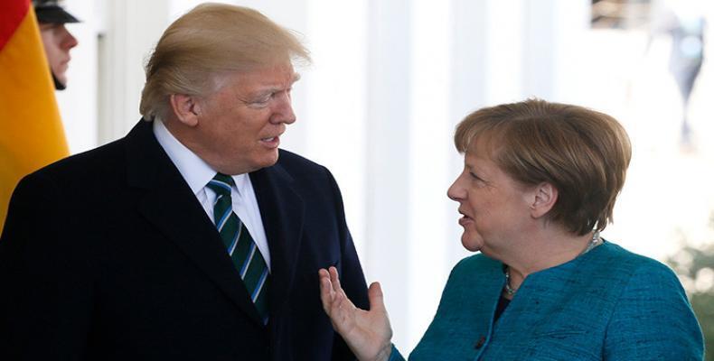 El presidente de EE.UU., Donald Trump, y la canciller alemana, Angela Merkel, en la Casa Blanca, el 17 de marzo de 2017. Jim Bourg / Reuters