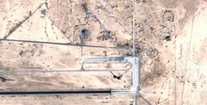 Syrian government media said anti-aircraft defense shot down missiles during attack on T-4 airbase.  Photo: Google Maps