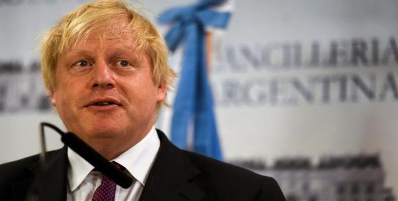 British Secretary of State for Foreign Affairs Boris Johnson, speaks during a joint press conference with Argentinean Foreign Minister Jorge Faurie (not picture