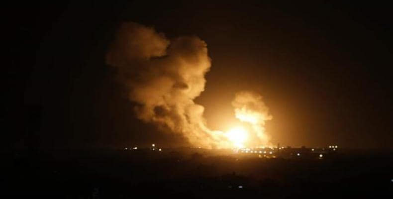 Israeli airstrikes on the Gaza Strip in the early hours of February 24, 2020. (Photo: Palestinian Information Center)
