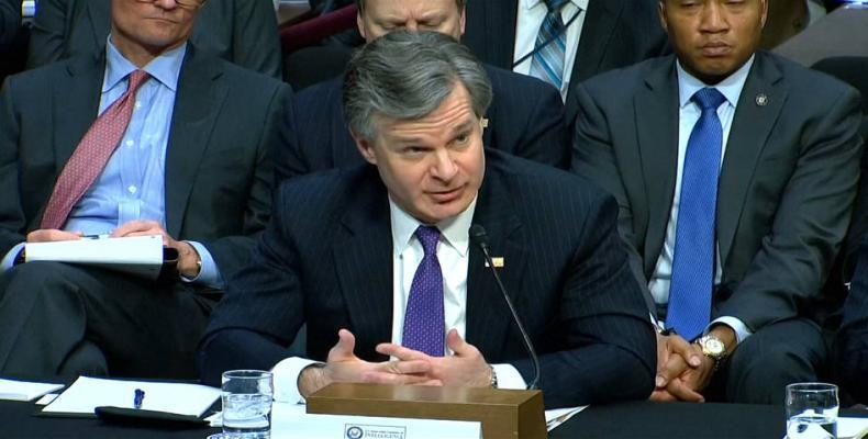 FBI Director Christopher Wray testifies on Capitol Hill.  Photo: AFP