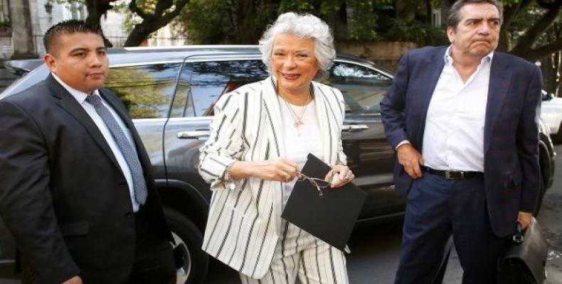 Olga Sanchez Cordero, designated Interior Minister of Mexico's President-elect Andres Manuel Lopez Obrador, arrives to the campaign headquarters in Mexico City,