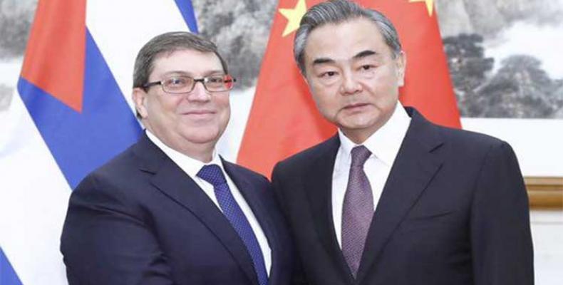 Bruno Rodriguez and Wang Yi. File Photo