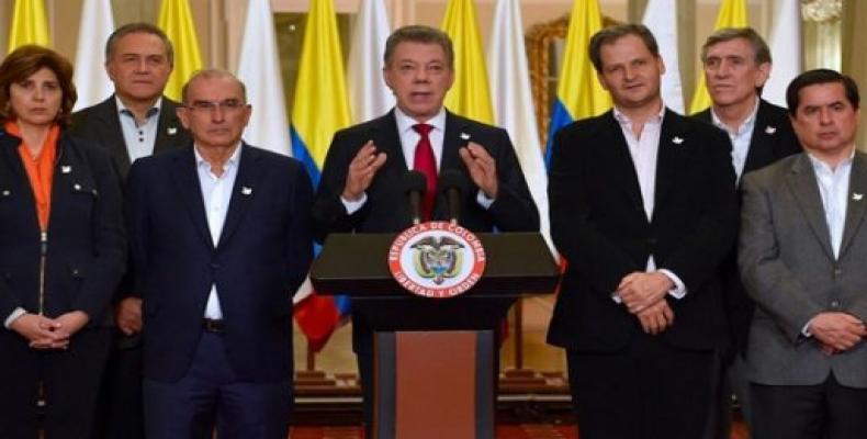 Juan Manuel Santos habla desde el Palacio de Nariño tras el triunfo del NO en el Plebiscito. Foto: Presidencia de Colombia