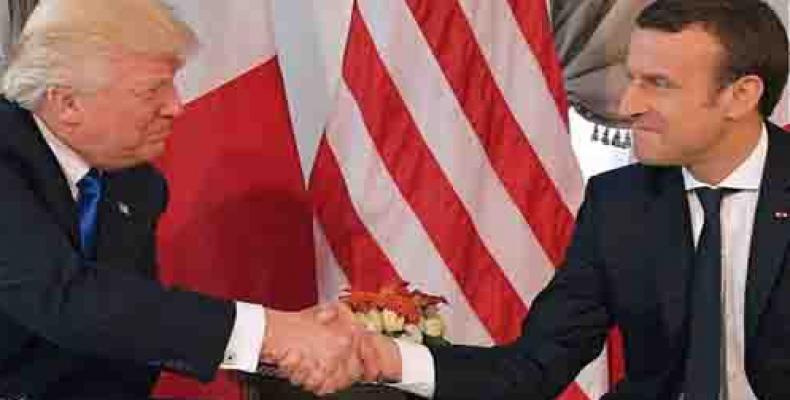 Presidente norteamericano, Donald Trump, y el francés Emmanuel Macron 