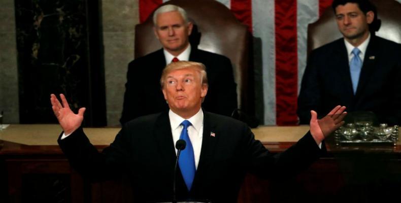 Trump durante el pasado discurso de estado de la nación. Foto/ France24.