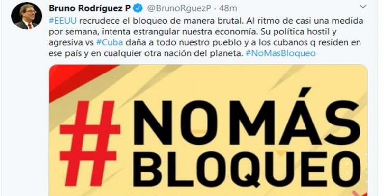 El titular de la diplomacia cubana rechazó el recrudecimiento del cerco de Washington hacia la nación caribeña. Foto: PL.