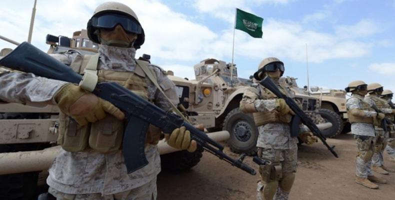 Saudi forces in military exercises at a base in Yemen’s southern embattled city of Aden.  (Photo: Press TV)