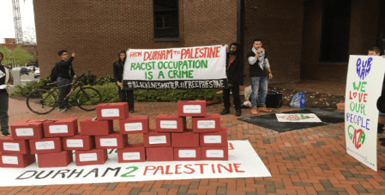 Peace coalition &quot;Durham2Palestine&quot; bans police exchanges with Israel.  Photo: Democracy Now