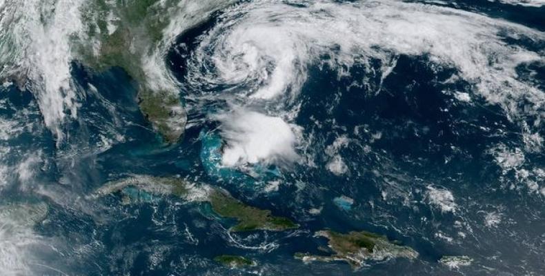 Arthur, la primera tormenta tropical del 2020, sobre el Atlántico noroccidental. Imagen: NOAA/17 de mayo.
