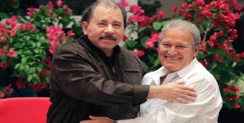 Salvadorean President Salvador Sanchez with Nicaraguan President Daniel Ortega.   Photo: Reuters