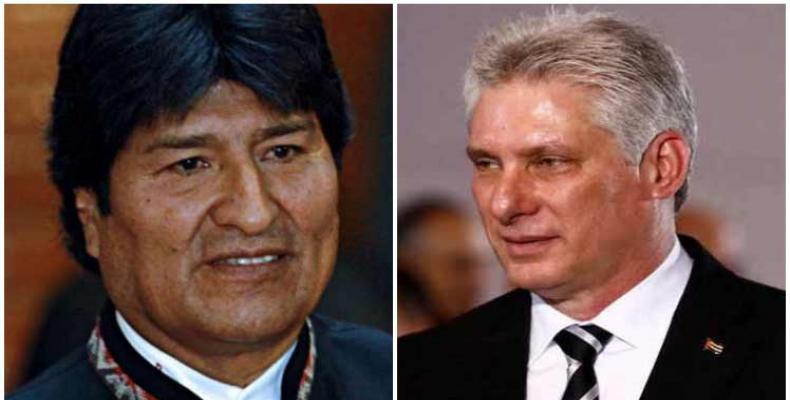 Díaz Canel llama a velar por la vida de Evo Morales. Foto: PL.