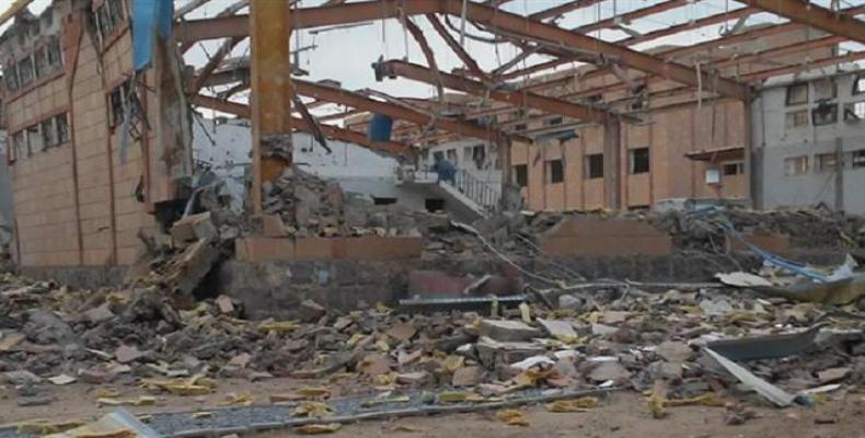 Saudi bombing destroying Yemeni infrastructure.   Photo: AP