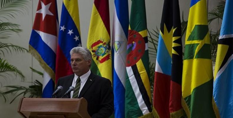 En la inauguración del encuentro, Díaz-Canel exhortó a cerrar filas en defensa de los gobiernos progresistas de Nicaragua y Venezuela. Foto: PL