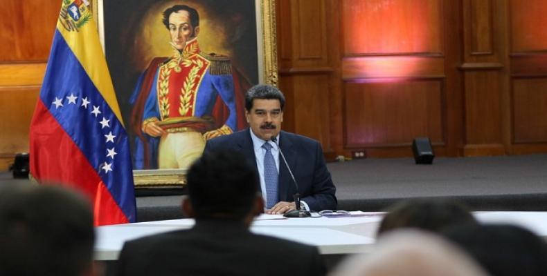 President Nicolas Maduro delivers a press conference to local and international media at the government's seat in Caracas.   Photo: Twitter / @PresidencialVen