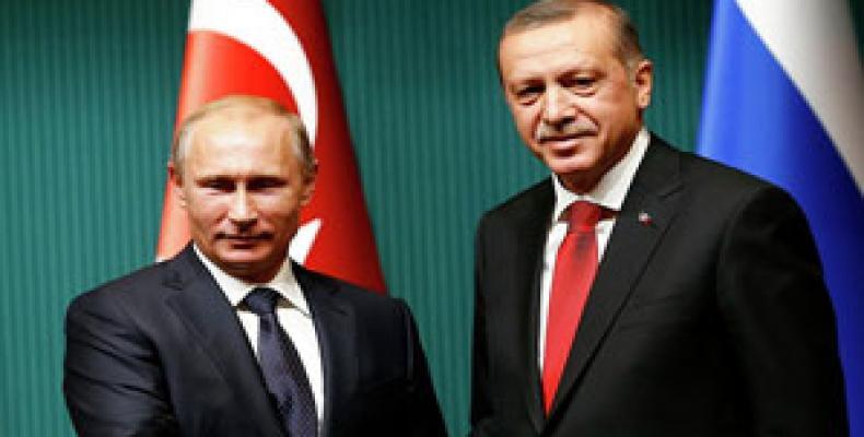 Presidente de Turquía, Recép Tayíp Erdogán y de Rusia, Vladímir Putin