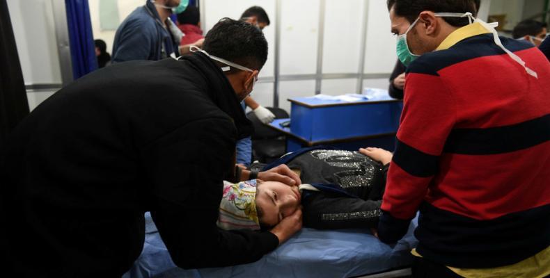 Una mujer herida en un hospital tras el ataque con gas tóxico en Alepo, 24 de noviembre de 2018. SANA / Reuters