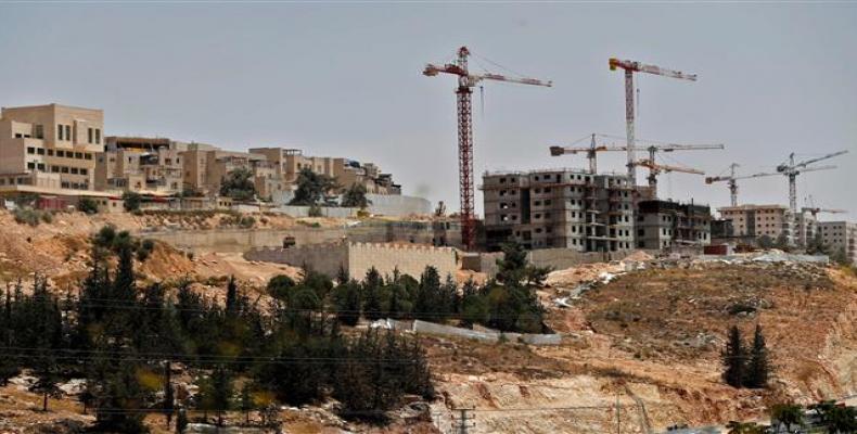 A picture taken on July 24, 2018 shows a view of ongoing construction work at Ramat Shlomo, a Jewish settlement in the mainly Palestinian eastern sector of Jeru
