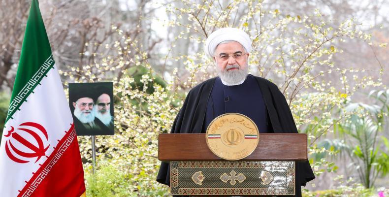 Hasán Rohaní durante un discurso con motivo del Año Nuevo persa Nouruz (Noruz o Norouz), Teherán, Irán, el 20 de marzo de 2020.Sitio web oficial de la Presidenc