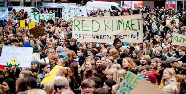 Protests at Raadhuspladsen in Copenhagen, Denmark September 20, 2019.  (Photo: AFP)