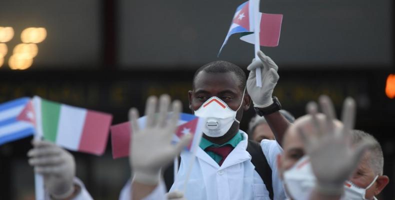 Cuban medical brigade arrives in Lombardy, Italy.