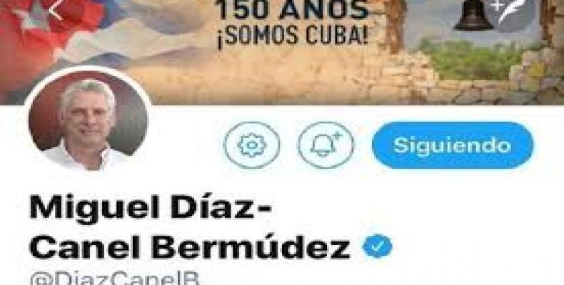 Cuban President Miguel Diaz-Canel tweets to stop U.S. aggression against Venezuela.  Photo: Twitter