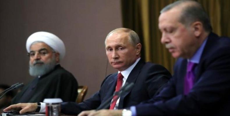 Rouhani, Putin, and Erdogan in Sochi, Russia.