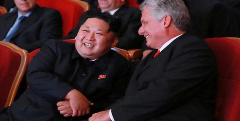 Kim Jong-un y Miguel Díaz-Canel