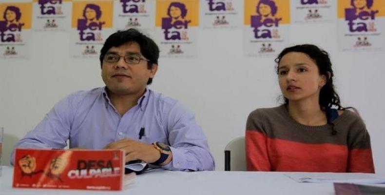 Victor Fernandez and Berta Zuñiga Caceres during a press conference on Berta Caceres' murder case.   Photo: EFE