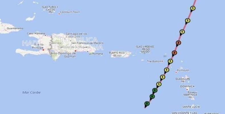 Atípico recorrido del huracán de marzo de 1908 (se formó en el Atlántico y se disipó al norte de Venezuela. Mapa: AccuWeather.