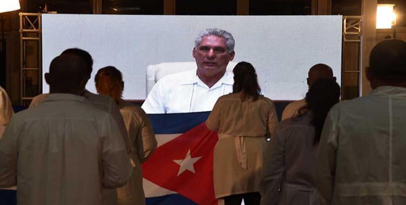 Miguel Diaz-Canel welcomed the brigade that collaborated in St. Vincent and the Grenadines. (Photo: Prensa Latina)