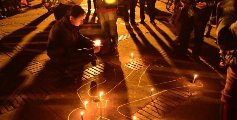 Imagen Ilustrativa. Plaza Bolívar, Bogotá. Protestar contra asesinatos de líderes sociales y defensores de derechos humanos. (Susana Noguera - Agencia Anadolu)