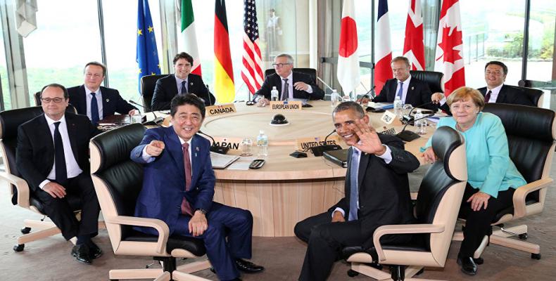 Cónclave de los gobernantes de Estados Unidos, Reino Unido, Francia, Alemania, Italia, Canadá y del anfitrión Japón. (Foto/sputniknews.com)